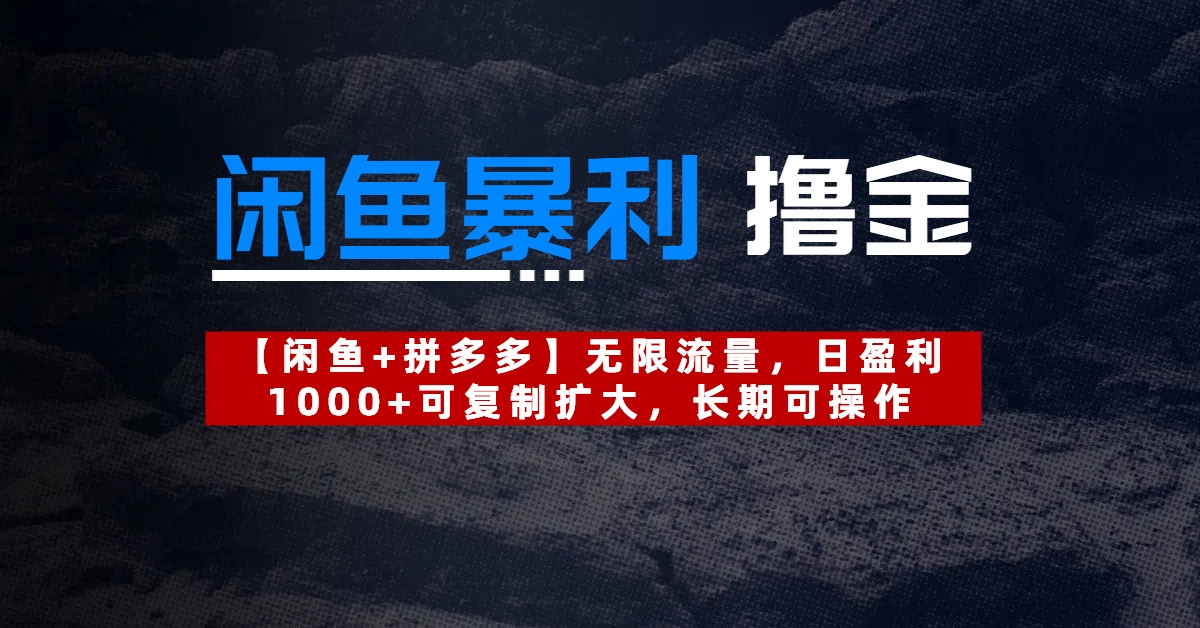 【闲鱼暴利撸金】无限流量，日盈利1000+可复制扩大，长期可操作|琦哥资源