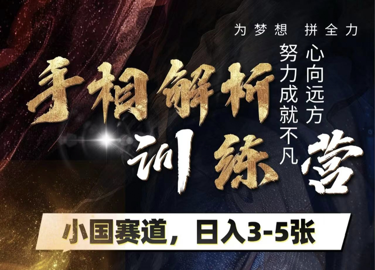 手相解析训练营，全网独家项目，小国赛道，轻松日入3-5张|琦哥资源