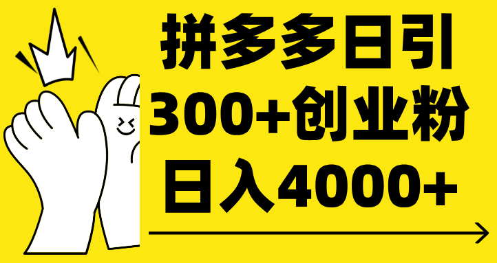 拼多多日引300+创业粉 日入4000+|琦哥资源