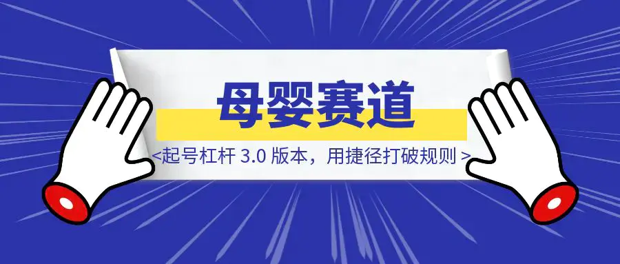 母婴赛道起号杠杆｜3.0 版本，用捷径打破规则|琦哥资源