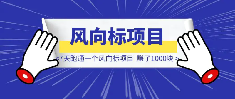 7天跑通一个风向标项目,赚了1000块|琦哥资源