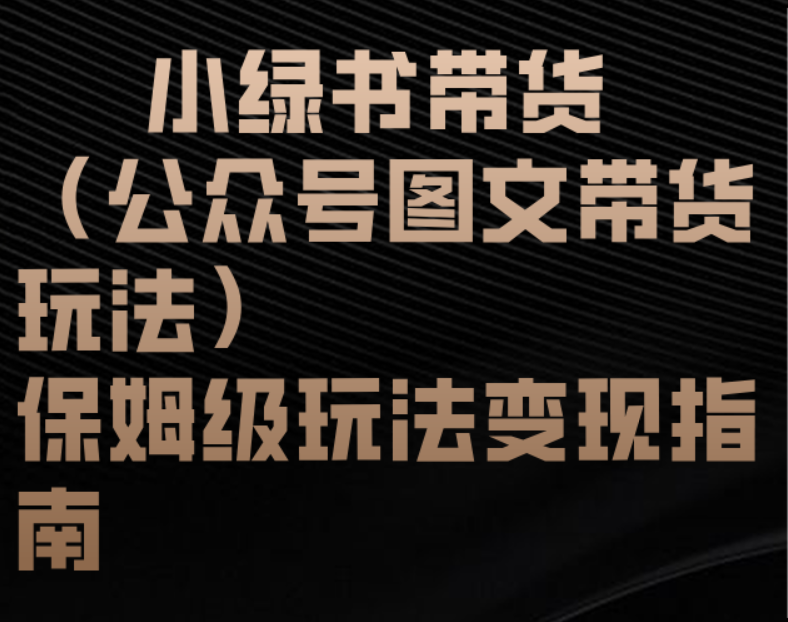 小绿书带货（公众号图文带货玩法）保姆级玩法变现指南|琦哥资源