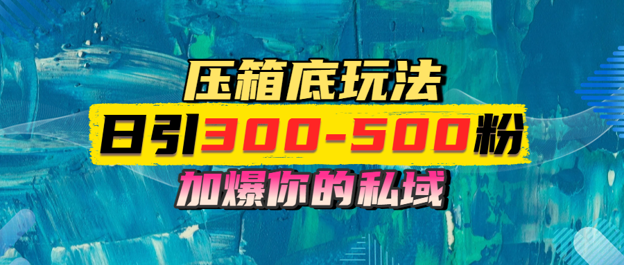 一天引流300-500粉，加爆你的私域，且都是实时变现，轻松日入1000+|琦哥资源