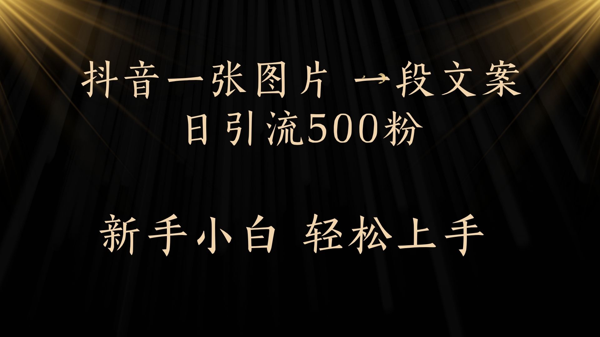 每天2分钟，抖音一张图片 一段文案日引流500粉|琦哥资源