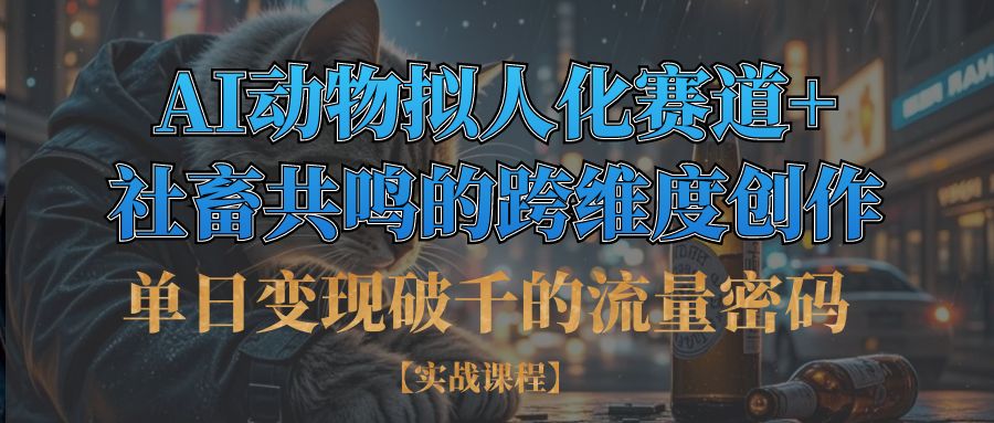 单日变现破千的流量密码,AI动物拟人化赛道+社畜共鸣的跨维度创作|琦哥资源
