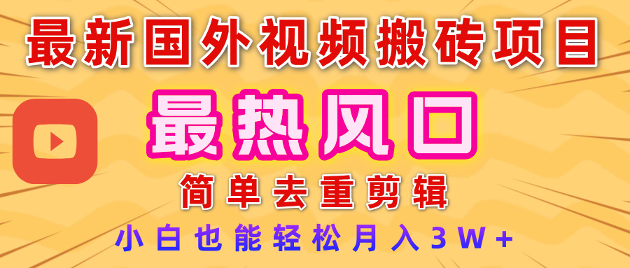 2025最新热门风口，国外视频搬砖项目，简单去重剪辑，小白也能轻松月入3W+|琦哥资源
