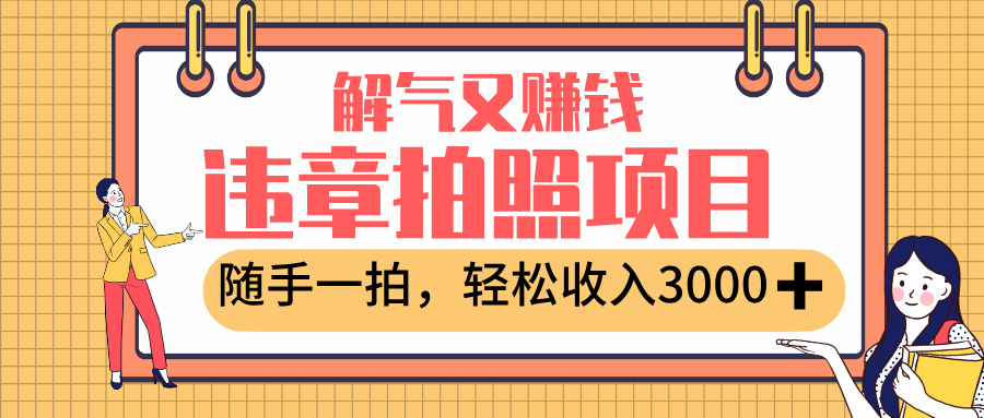 最新违章拍照赚钱，解气又赚钱的项目，随手一拍，轻松收入3000+|琦哥资源