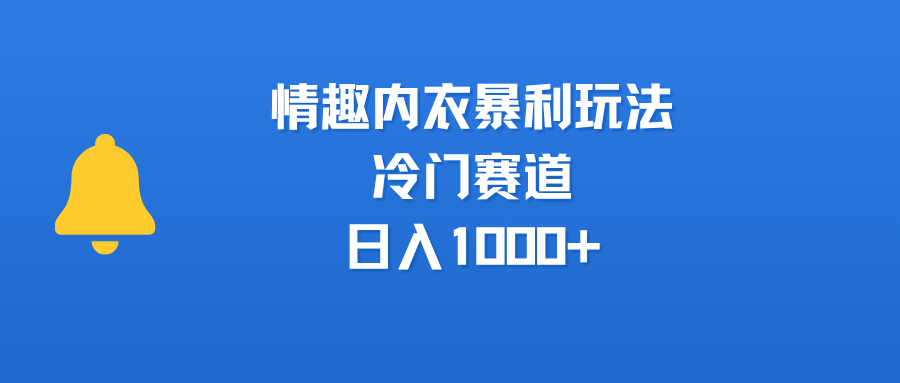情趣内衣暴利玩法，冷门赛道，日入1000+|琦哥资源
