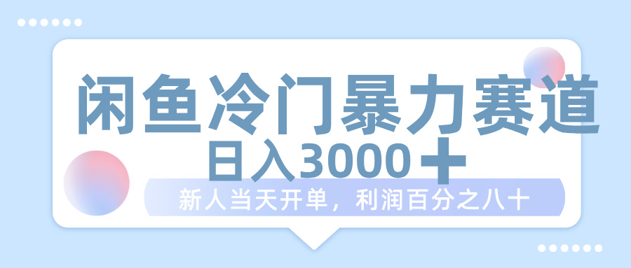 闲鱼冷门暴力赛道，一单 80%利润，新人轻松日入 1000+|琦哥资源