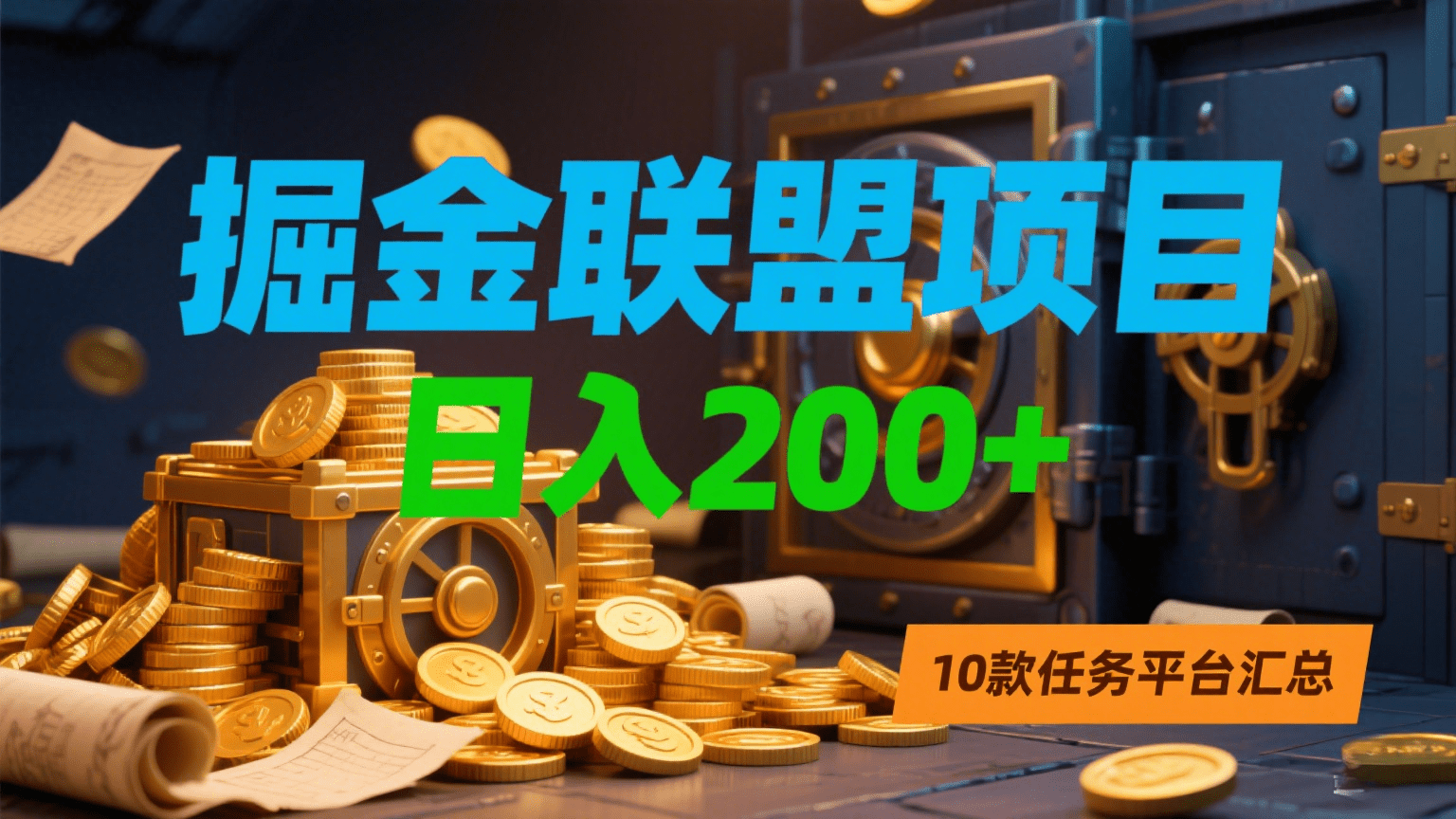掘金联盟项目，日入200+，10款任务平台汇总|琦哥资源