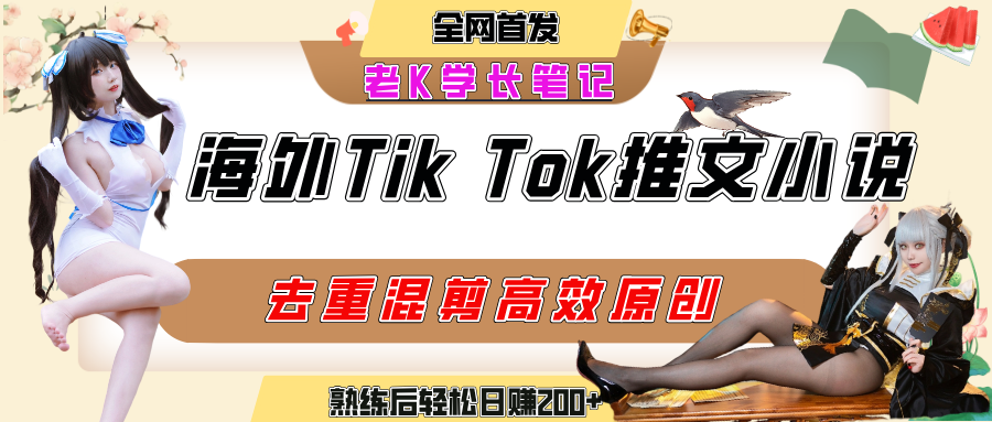 海外tiktok小说推文暴力项目，高停留率，高转化率，上手后一天搞顿饭钱不是问题|琦哥资源