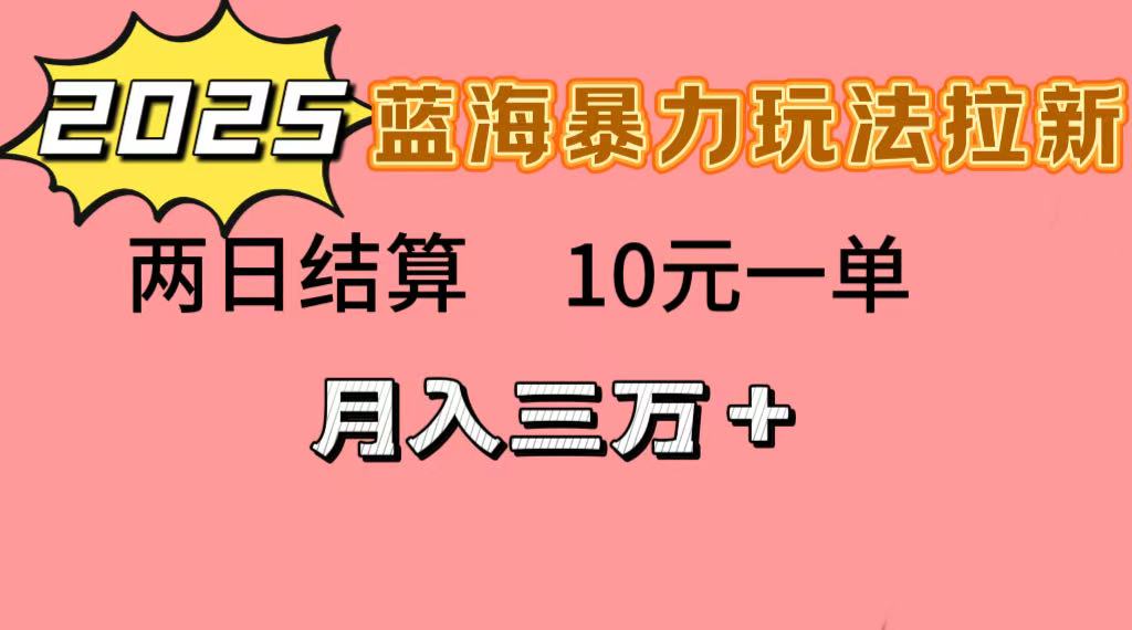 蓝海暴力拉新项目，10元一单，两日结算，月入3w➕|琦哥资源