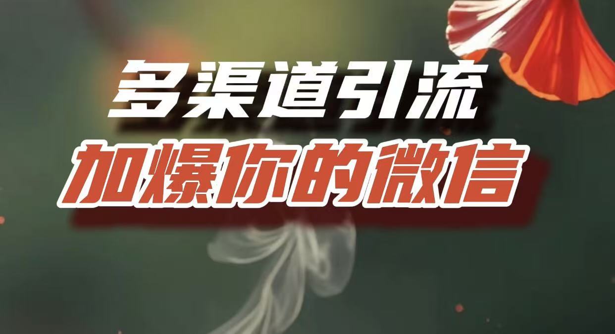 多渠道引流，加爆你的微信，把流量导入到私域，这是每一个想要在互联网赚钱的人必须掌握的底层能力|琦哥资源