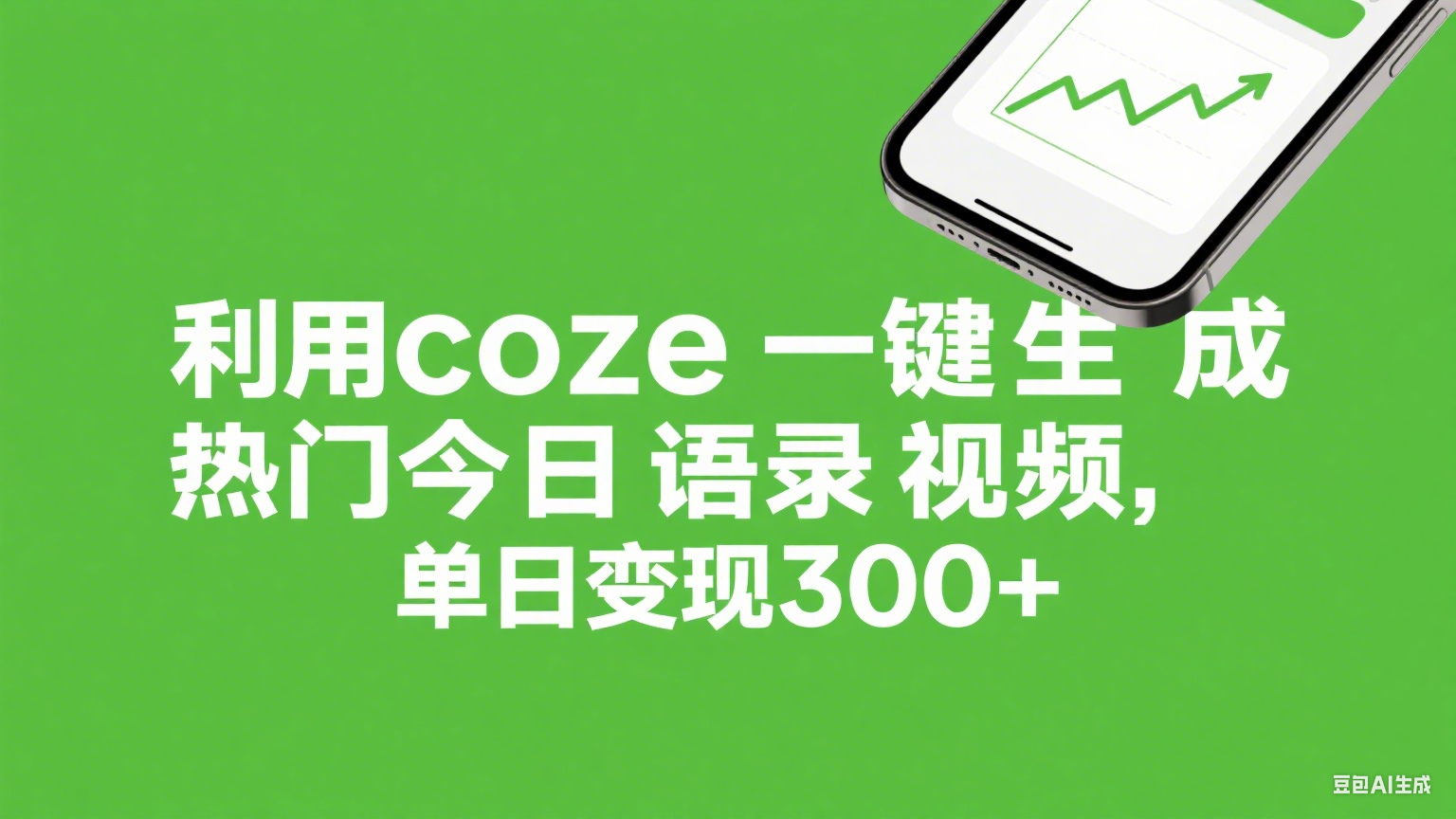 利用coze一键生成热门今日语录视频，单日变现300+|琦哥资源