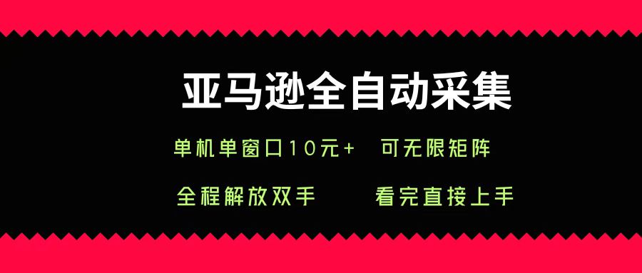 亚马逊全自动采集，单机单窗口一天10+，可无限矩阵去做|琦哥资源