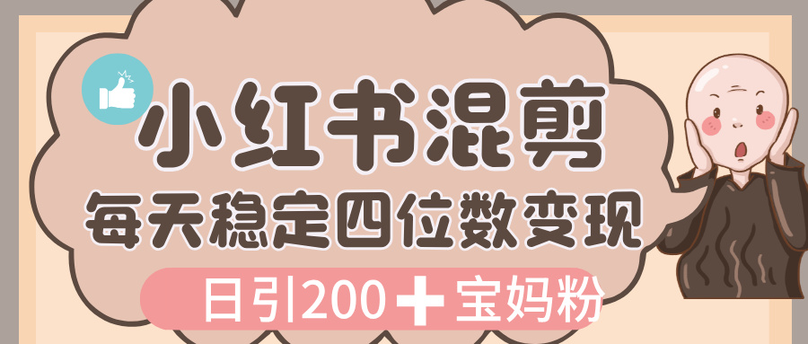 价值 3980 的小红书混剪， 虚拟变现，日引 200+宝妈创业粉，每天稳定四位数变现|琦哥资源