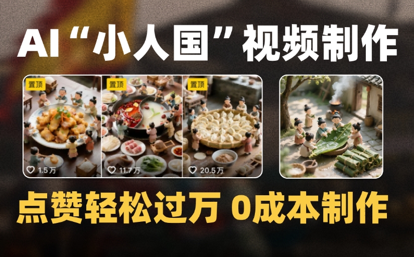 爆款1000W+微缩景观迷你小人国AI视频，0成本制作全流程教学|琦哥资源