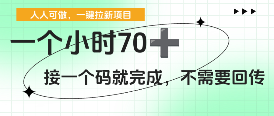 一个小时70+，一键拉新项目，接一个码就完成，不需要回传|琦哥资源