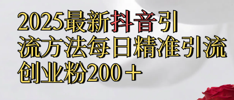 2025最新抖音引流,方法每日精准引流创业粉300＋|琦哥资源