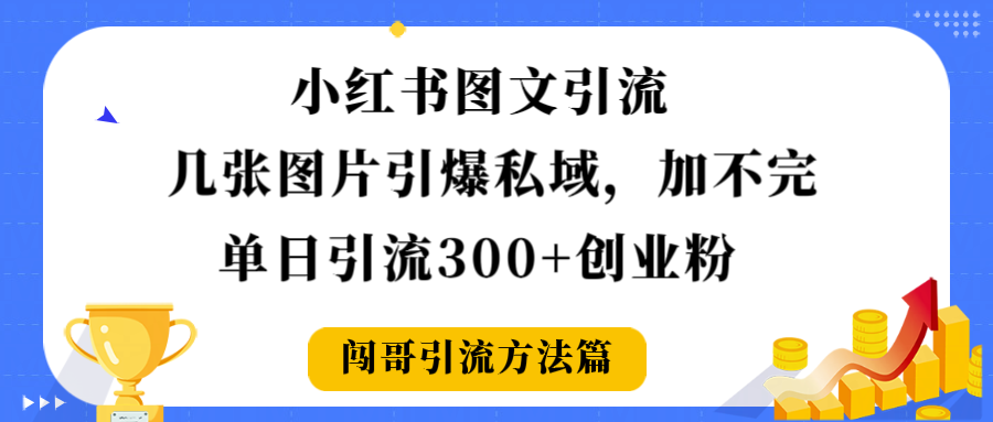 小红书图文引流，几张图片引爆私域加不完，单日引流300＋创业粉|琦哥资源