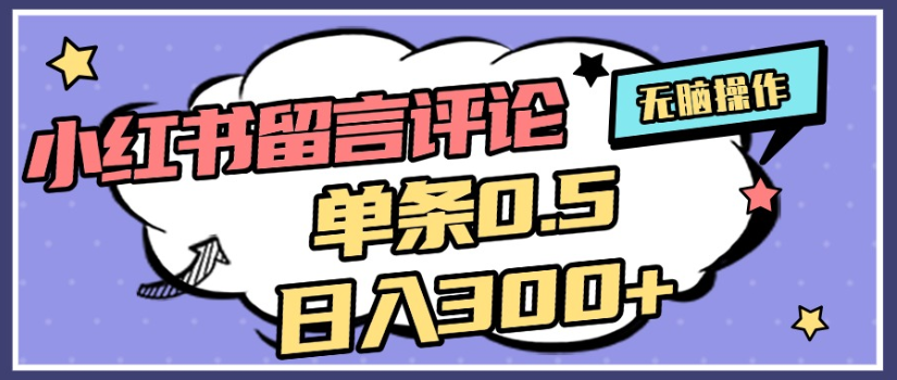 2025年最新小红书评论单条0.5元，日入300＋，无上限，详细操作流程|琦哥资源