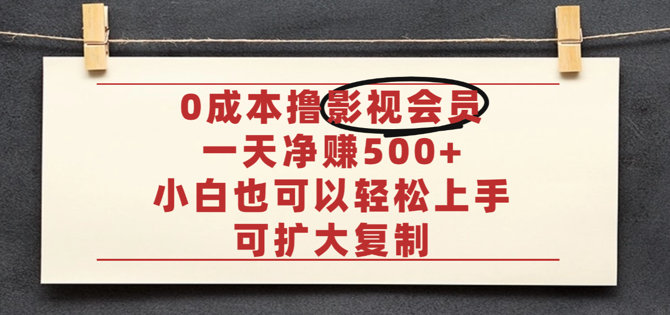 亲测,0成本可批量操作,靠卖影视会员实测月入30000+|琦哥资源