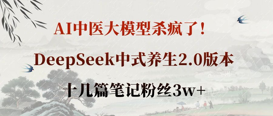 AI中医大模型杀疯了!DeepSeek中式养生2.0版本,十几篇笔记粉丝3w+|琦哥资源