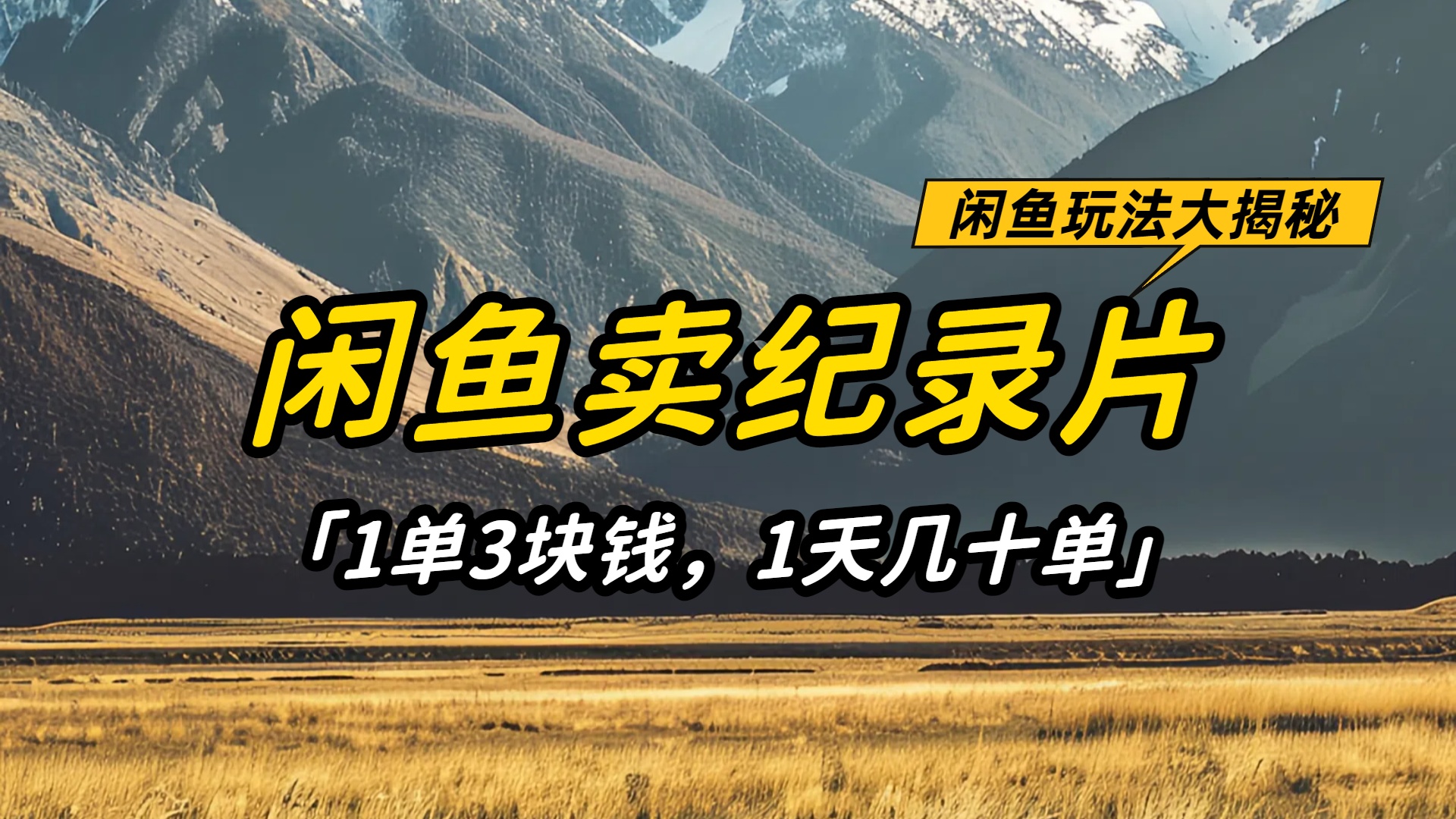 闲鱼卖纪录片1单3块钱,1天几十单,项目稳定有潜力|琦哥资源